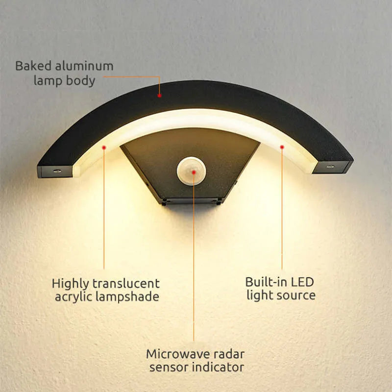 Arandela Alvyn Arco Nórdico LED Exterior Preta À Prova d'Água