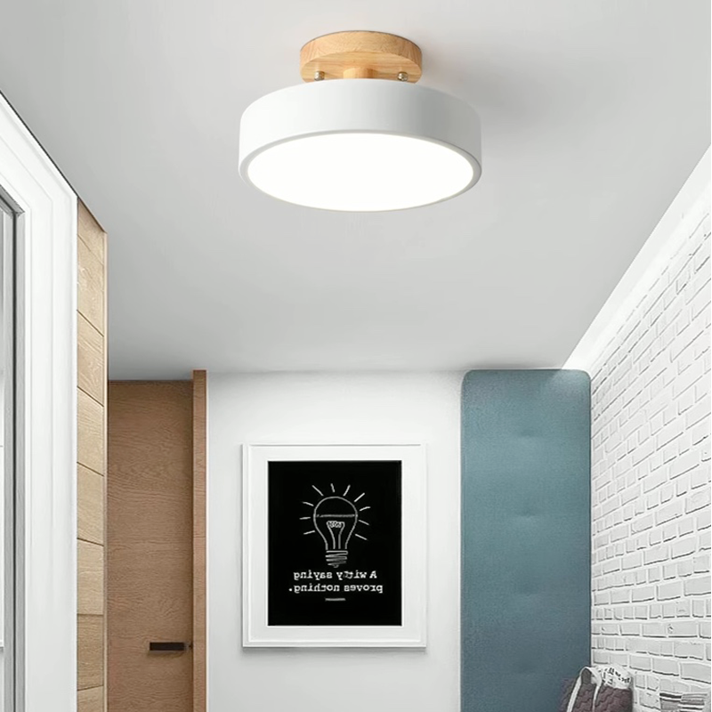 Zera Plafon LED Redondo Moderno de Madeira Colorido