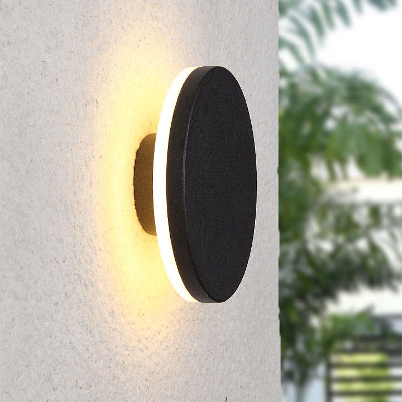 Luminária de Parede Externa LED Dori Minimalista Redonda/Quadrada, Preto/Branco