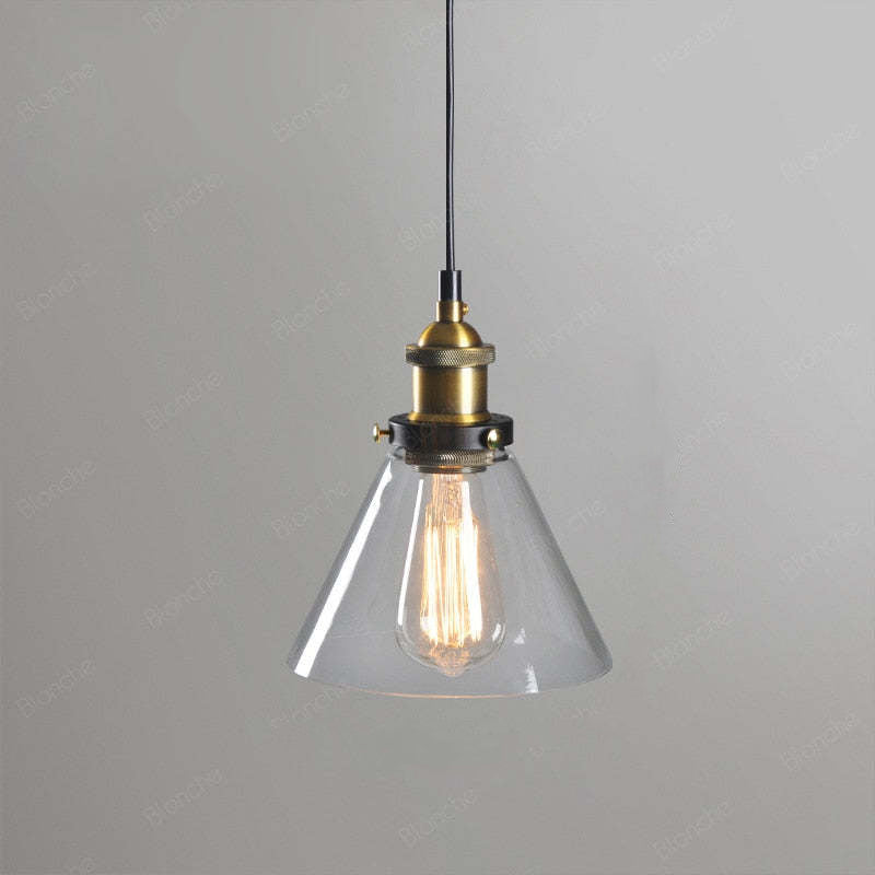 Luminária Pendente de Vidro Industrial Teni Transparente/Âmbar/Cinza Fumê