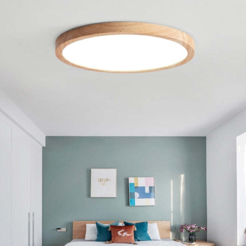 Plafom de Teto Orvix LED Minimalista de Madeira