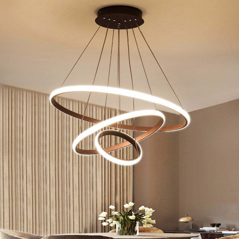 Luminária Pendente de Anel Moderna Tavonex, 2/3/4 Anéis