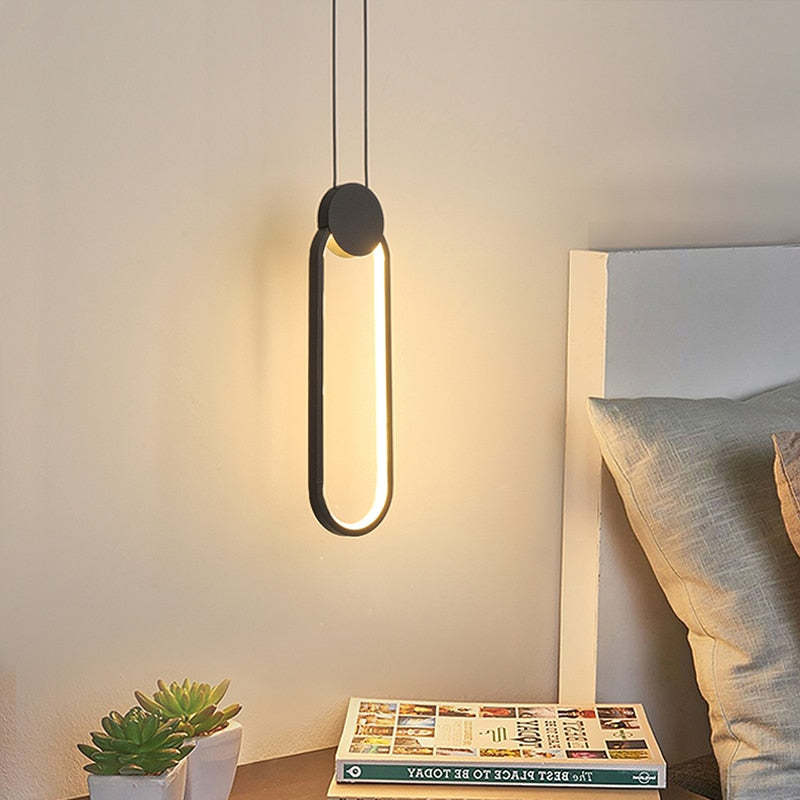 Kori Luminária Pendente LED Moderna Preto/Branco Sala de Estar