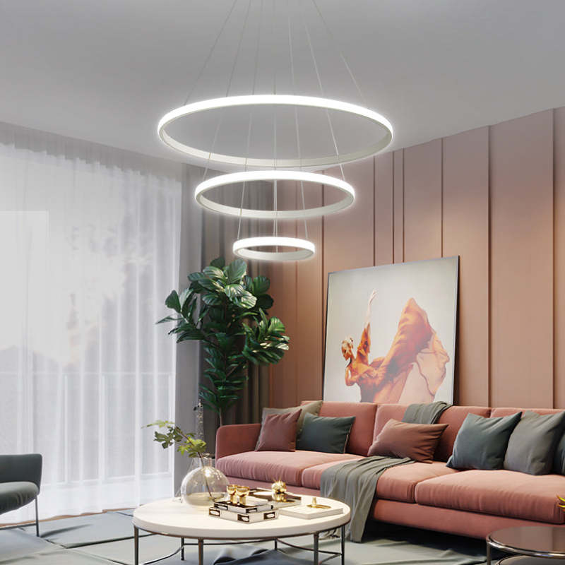 Luminária Pendente de Anel Moderna Tavonex, 2/3/4 Anéis
