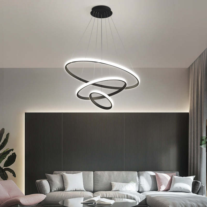 Luminária Pendente de Anel Moderna Tavonex, 2/3/4 Anéis