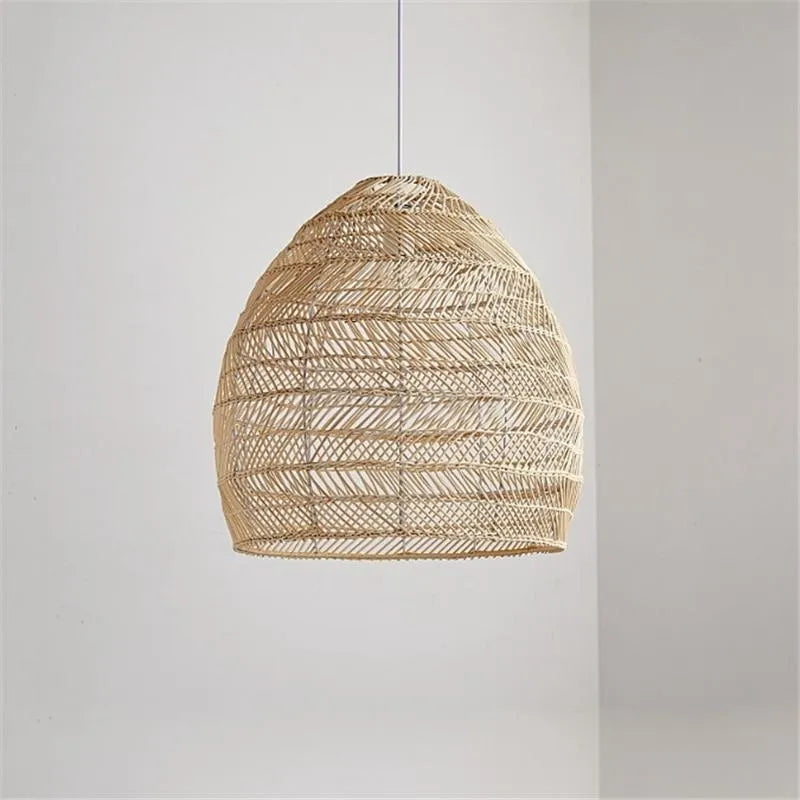 Luminária Pendente Lixi de Bambu e Rattan Feita à Mão