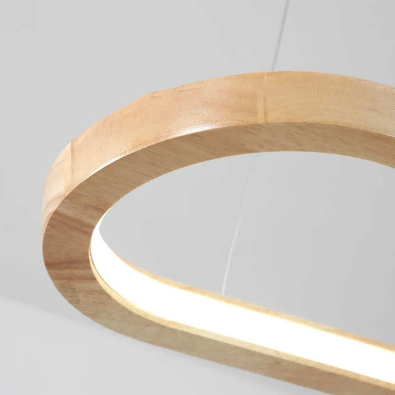 Luminária Pendente Oval de Madeira Contemporânea Lyraen