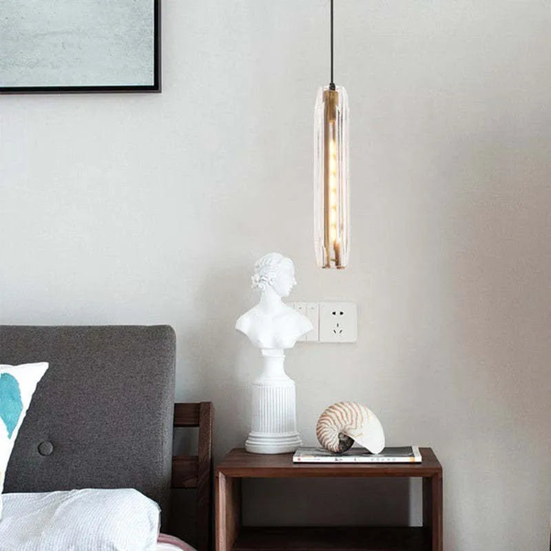 Luminária Pendente de Vidro Fumê Orinex com Detalhes em Latão