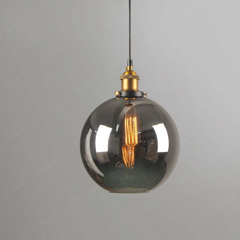 Luminária Pendente de Vidro Industrial Teni Transparente/Âmbar/Cinza Fumê