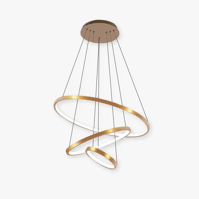 Pendente Toriq, Anel Interno Iluminado, Branco/Preto/Dourado