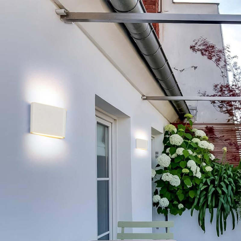 Luminária de Parede Externa Retangular Moderna Impermeável Orix, Preto/Branco