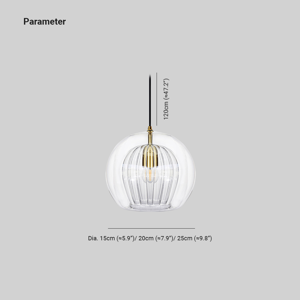 Luminária Pendente Althio Globo de Vidro Transparente Âmbar