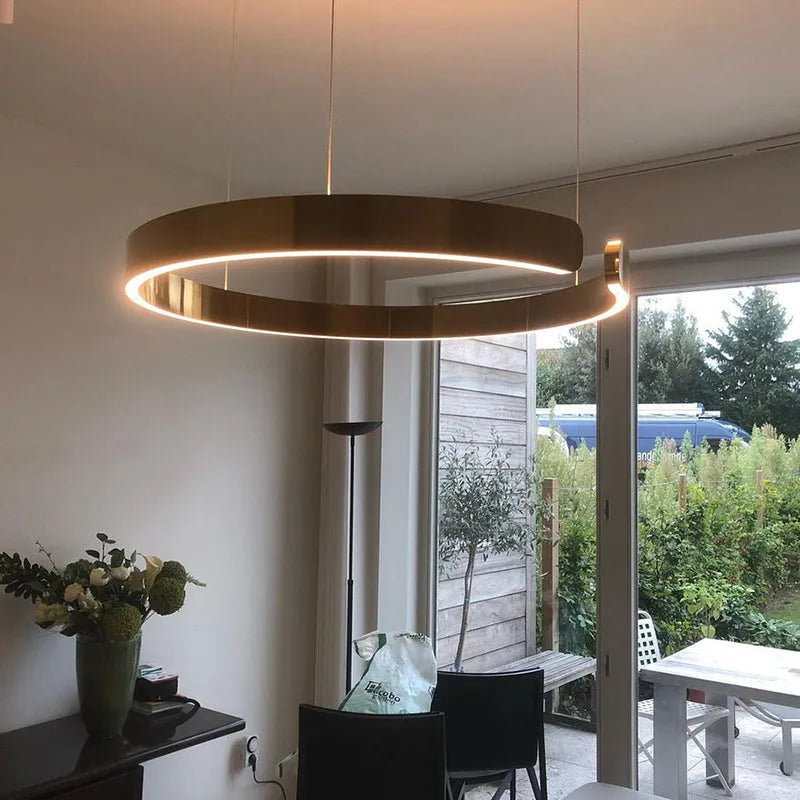 Luminária Pendente Soriel Anel LED Minimalista de Luxo