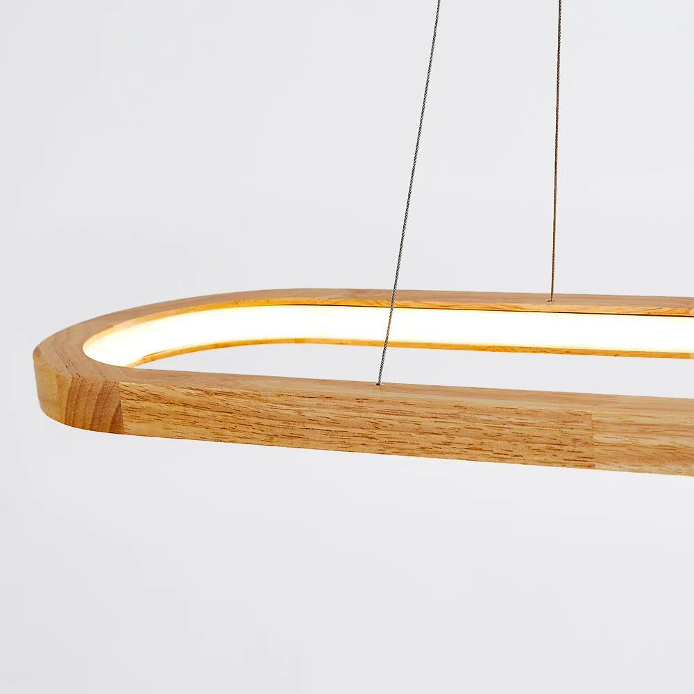 Luminária Pendente Oval de Madeira Contemporânea Lyraen