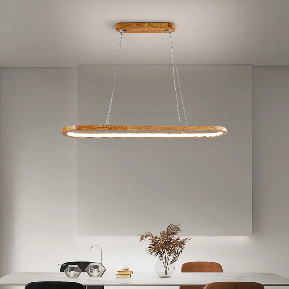Luminária Pendente Oval de Madeira Contemporânea Lyraen