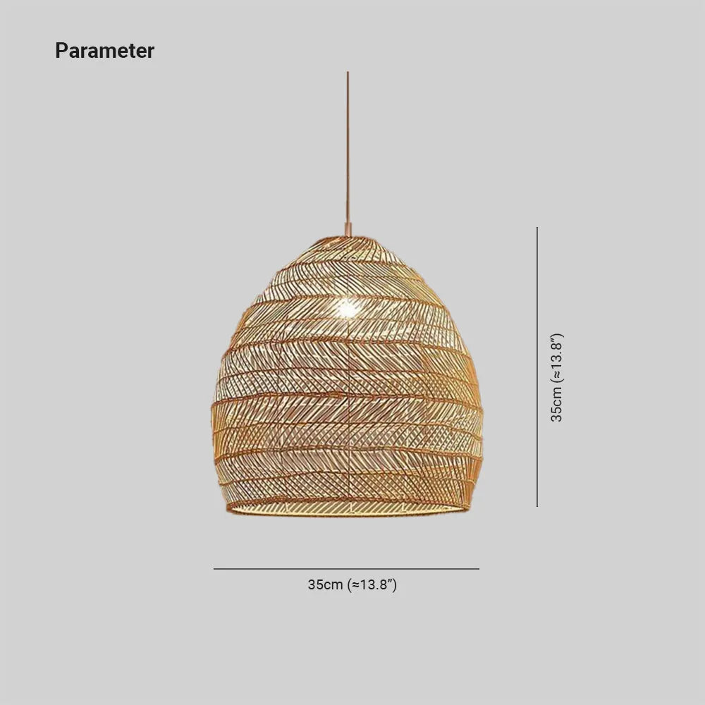 Luminária Pendente Lixi de Bambu e Rattan Feita à Mão