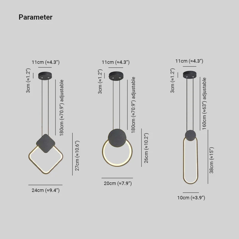 Kori Luminária Pendente LED Moderna Preto/Branco Sala de Estar