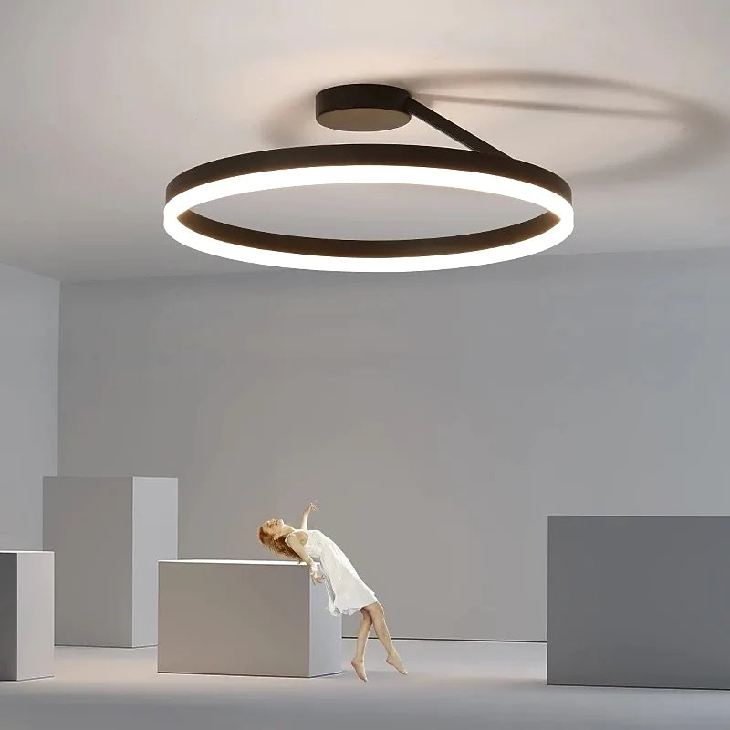 Plafon de Teto Solinor Círculo Moderno, Preto e Branco