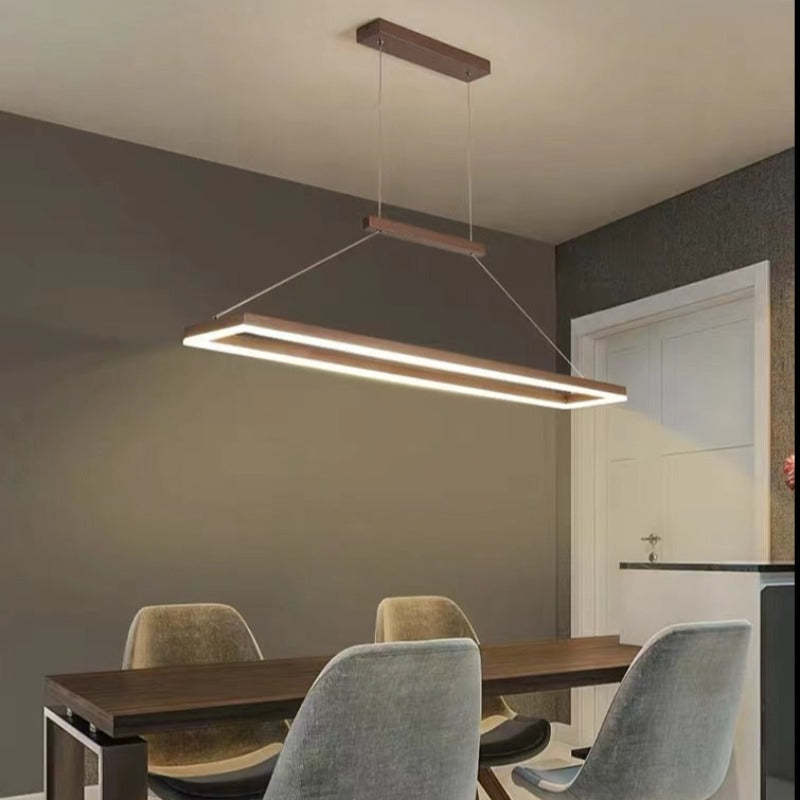 Nexil Moderna Luminária Pendente Retangular, Dourado/Café