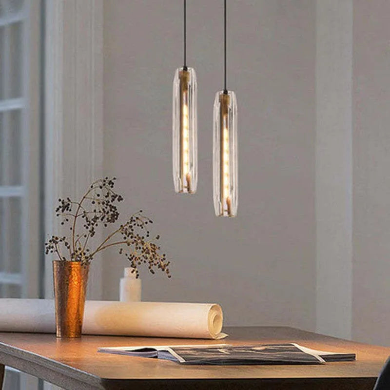 Luminária Pendente de Vidro Fumê Orinex com Detalhes em Latão