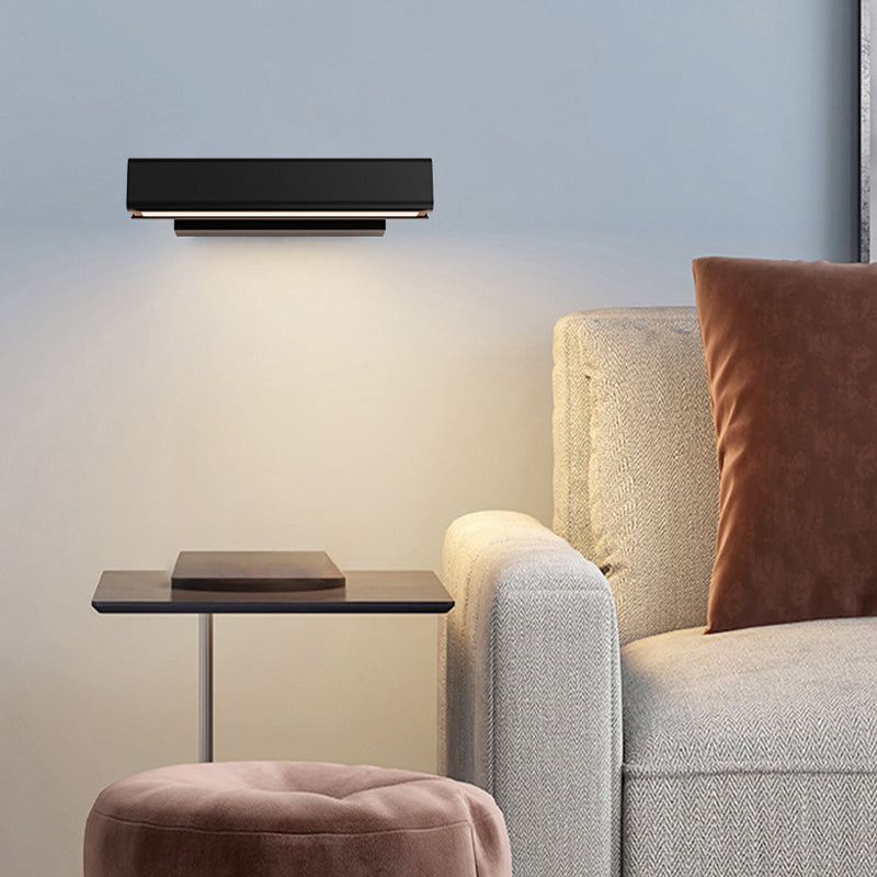 Luminária de Parede Rotativa Heri Retângulos Modernos, Preto/Branco