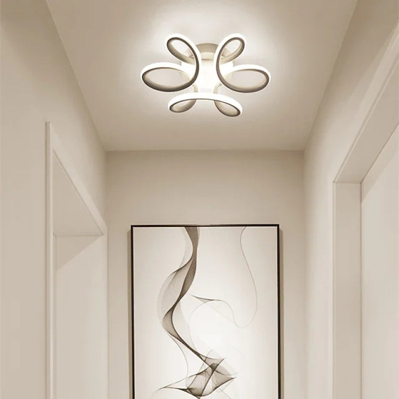 Luminária de Teto Sio Moderna em Forma de Flor, Preto/Branco, Corredor