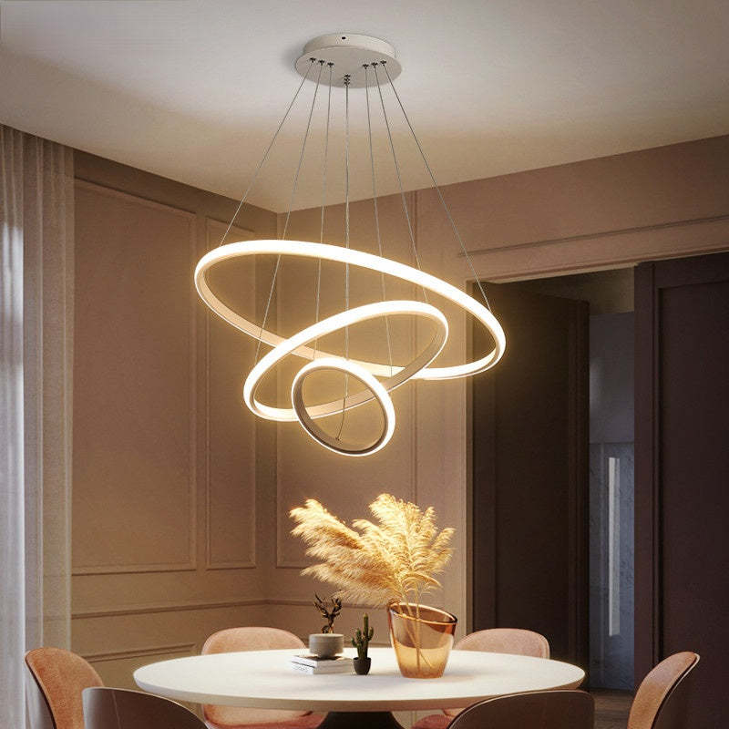 Luminária Pendente de Anel Moderna Tavonex, 2/3/4 Anéis
