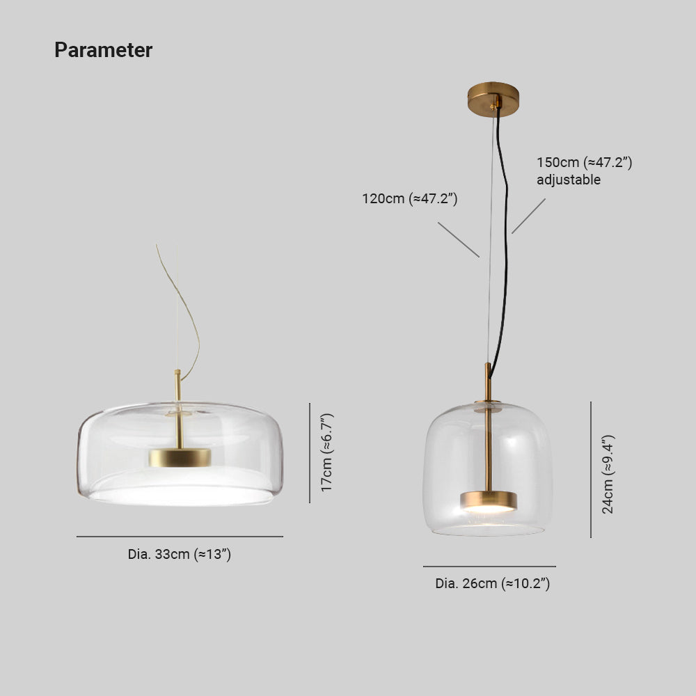 Pendente Lioren de Vidro Moderno Transparente/Fumê/Âmbar