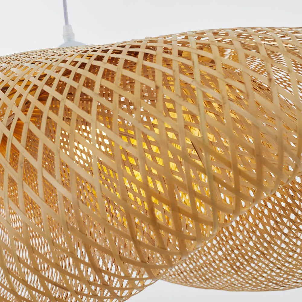 Luminária Pendente Veltrix de Bambu Natural para Ilha de Cozinha