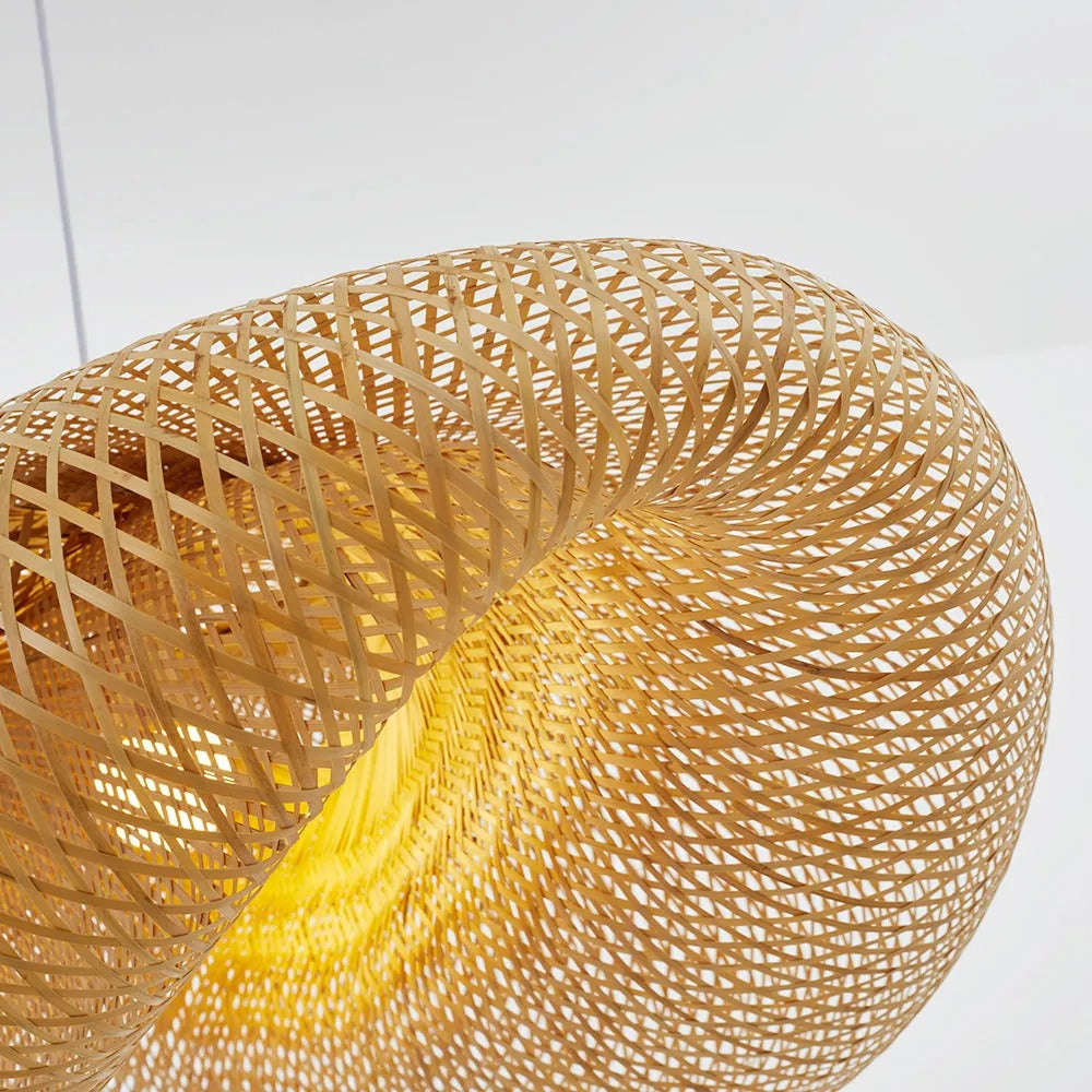 Luminária Pendente Veltrix de Bambu Natural para Ilha de Cozinha