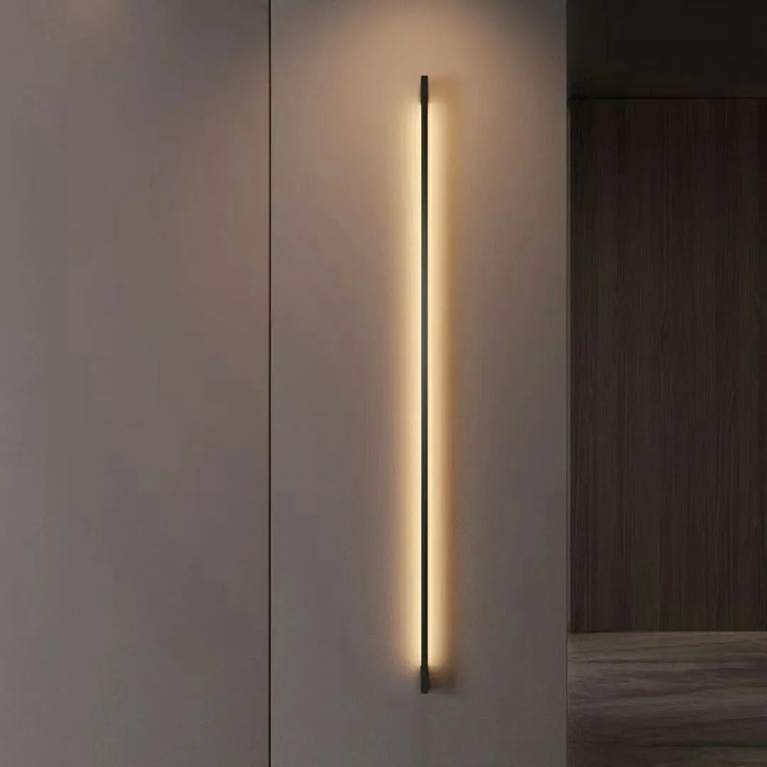 Arandela LED de Parede Evoa Moderna Linear Fina Preta