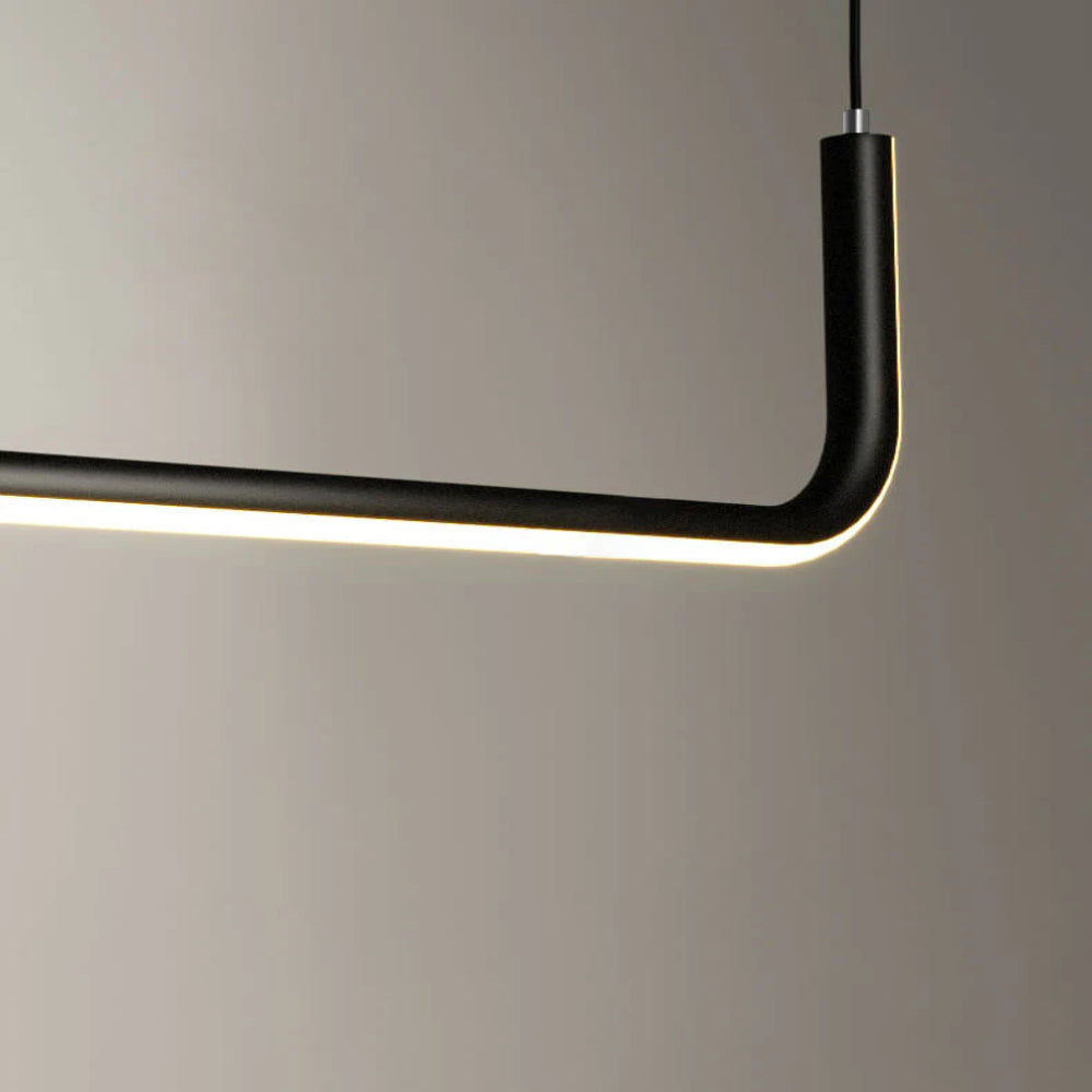 Sorev Luminária Pendente Linear Moderna Estrutura Dupla, Preto/Dourado