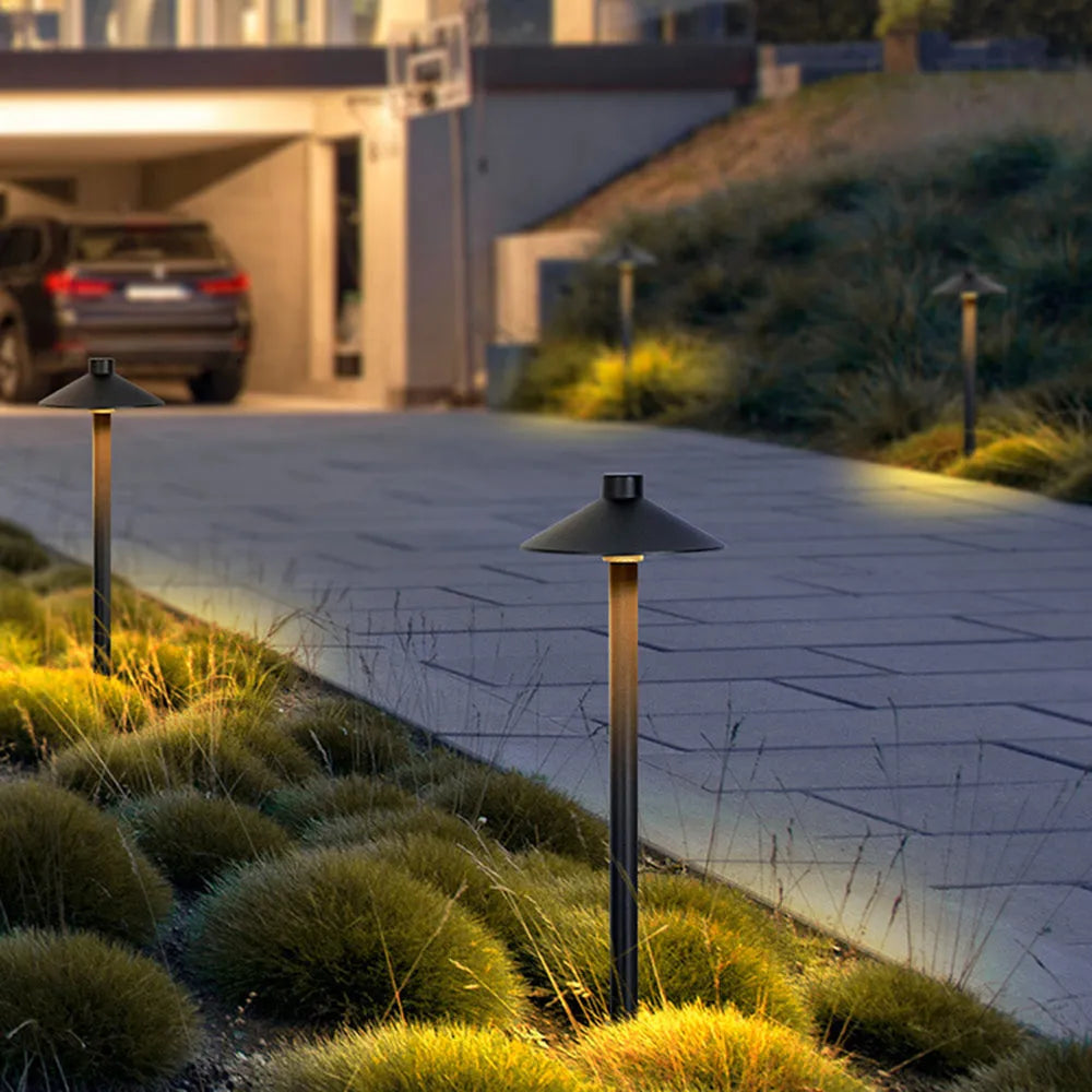 Balizador de Jardim Dorvenia Contemporâneo Preto com Design de Chapéu