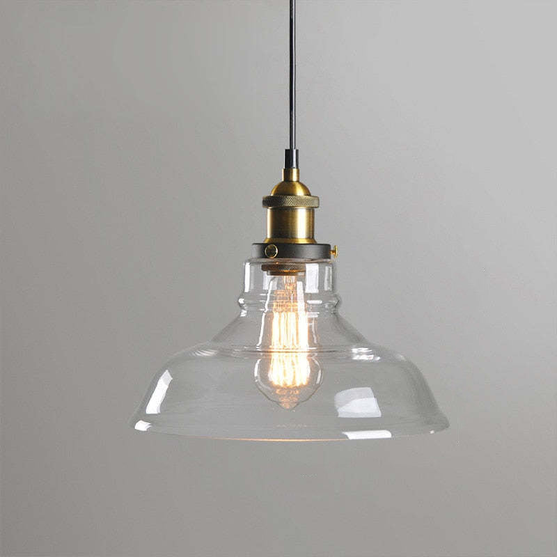 Luminária Pendente de Vidro Industrial Teni Transparente/Âmbar/Cinza Fumê