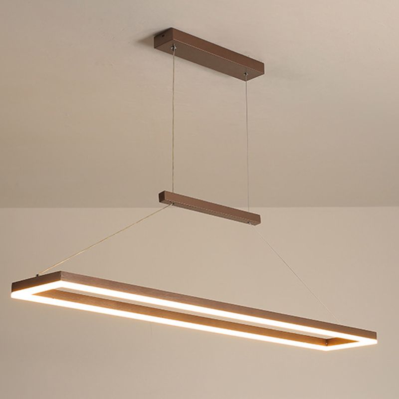 Nexil Moderna Luminária Pendente Retangular, Dourado/Café