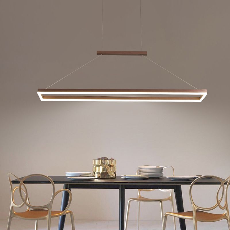 Nexil Moderna Luminária Pendente Retangular, Dourado/Café