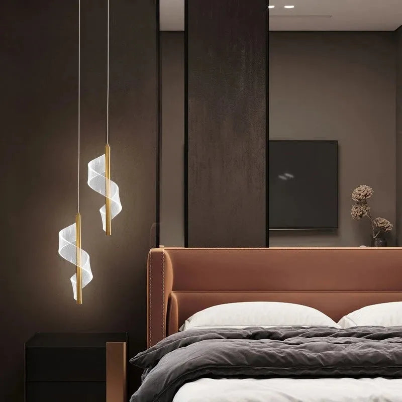 Luminária Pendente Alven Vintage Dourada com Fita