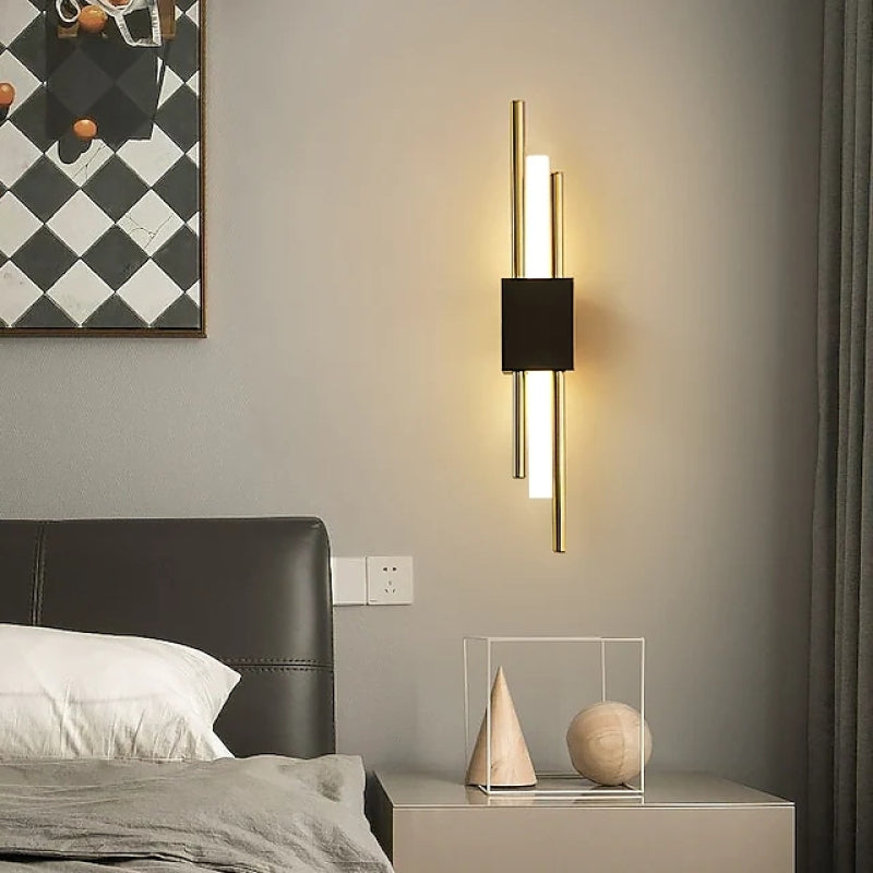 Arandela LED Moderna Nariq Tipo Barra, Preto/Dourado