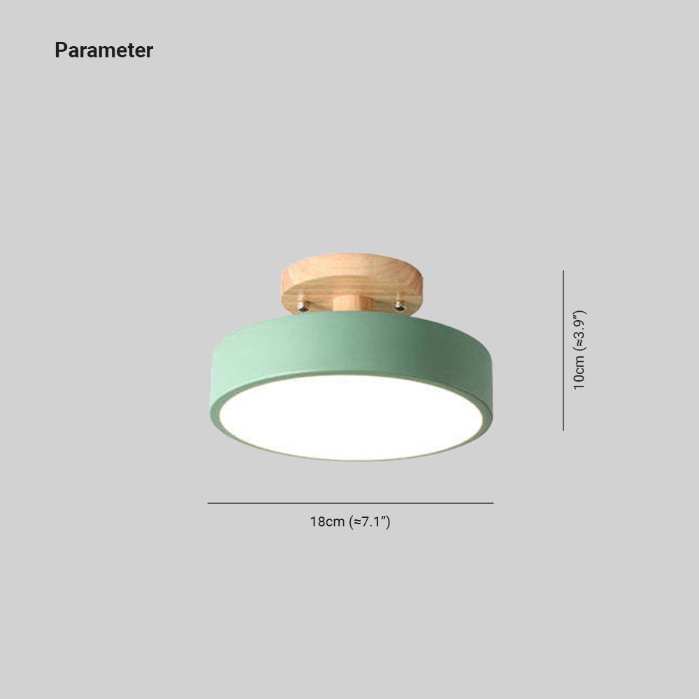 Zera Plafon LED Redondo Moderno de Madeira Colorido