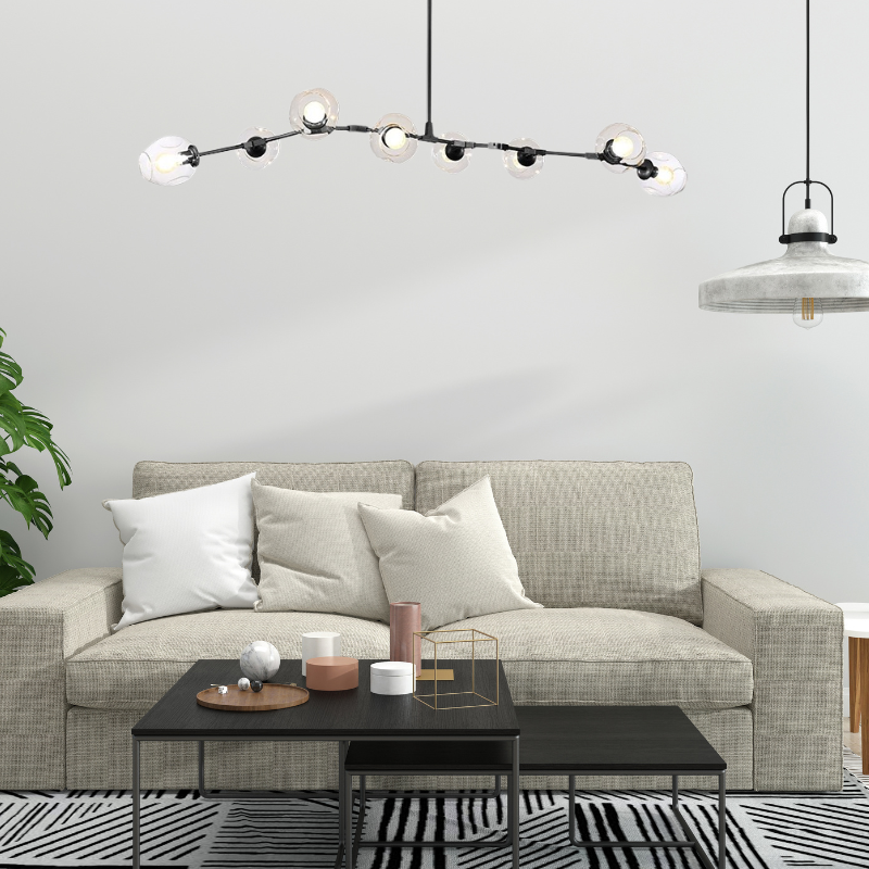 Zerin Luminária Pendente Nórdica Moderna de Vidro Bolha Transparente