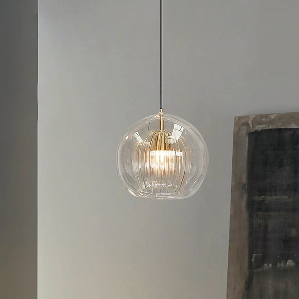Luminária Pendente Althio Globo de Vidro Transparente Âmbar