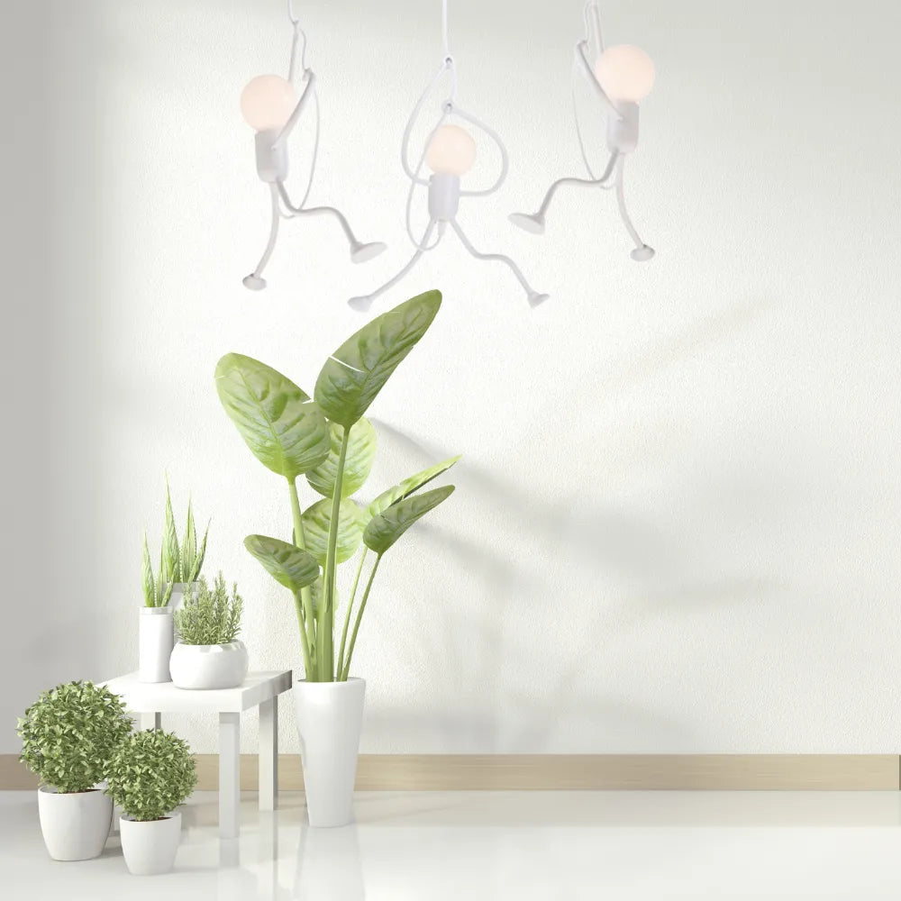 Luminária Pendente Esi Retrô Moderna Homem de Ferro, Preta