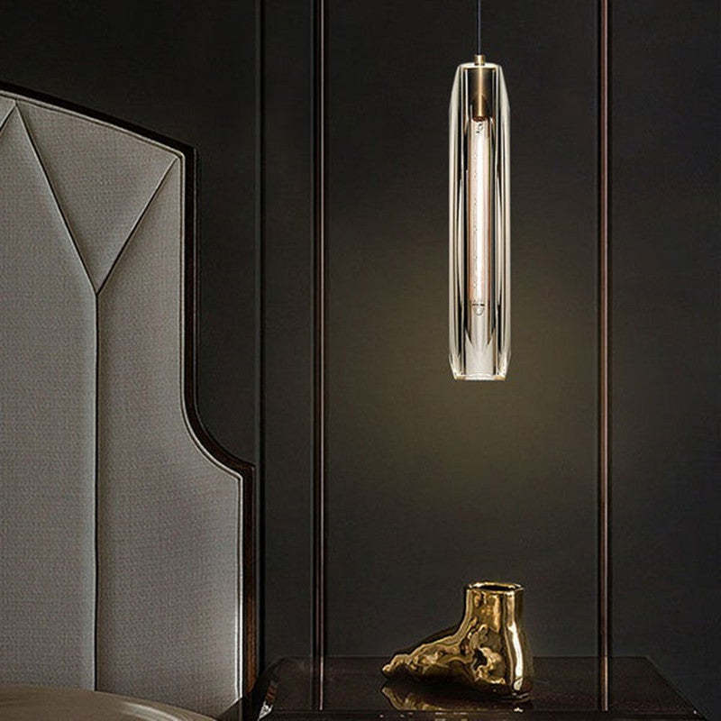 Luminária Pendente de Vidro Fumê Orinex com Detalhes em Latão
