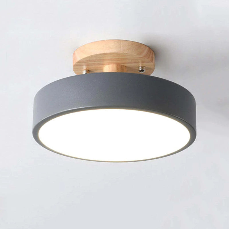 Zera Plafon LED Redondo Moderno de Madeira Colorido