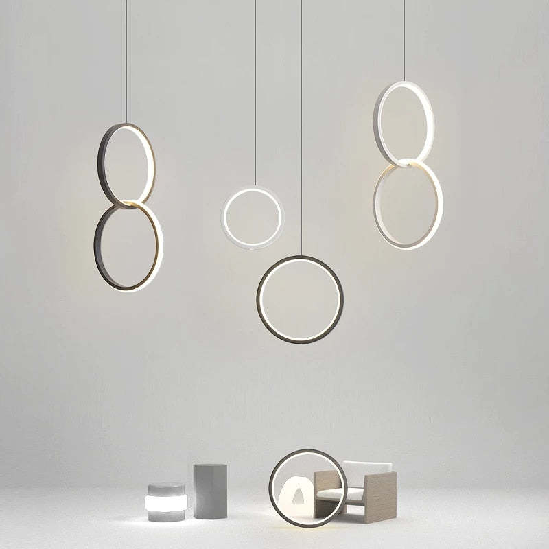 Kori Luminária Pendente LED Moderna Preto/Branco Sala de Estar