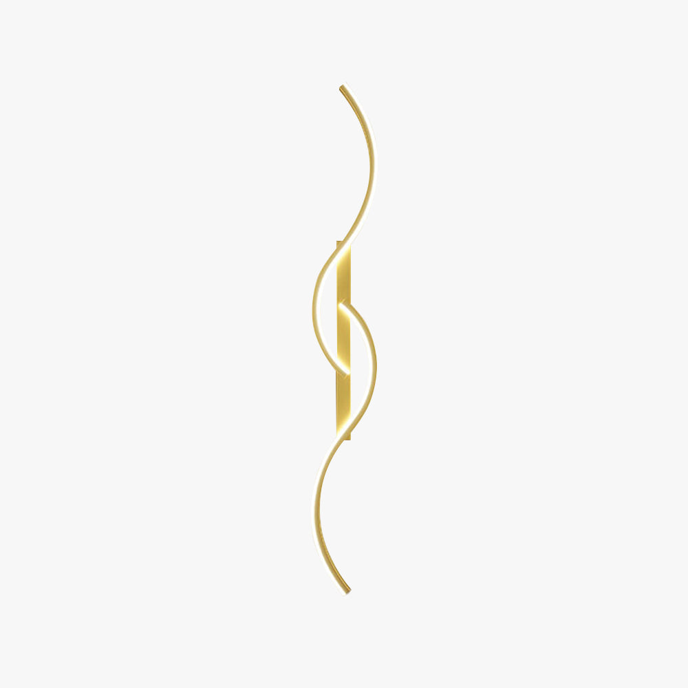 Candeeiro de Parede Vireth Onda Linear Moderna para Quarto, Preto/Dourado