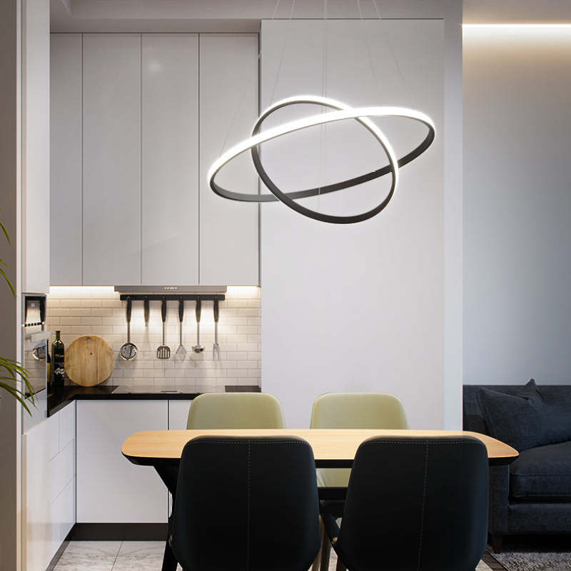 Luminária Pendente de Anel Moderna Tavonex, 2/3/4 Anéis