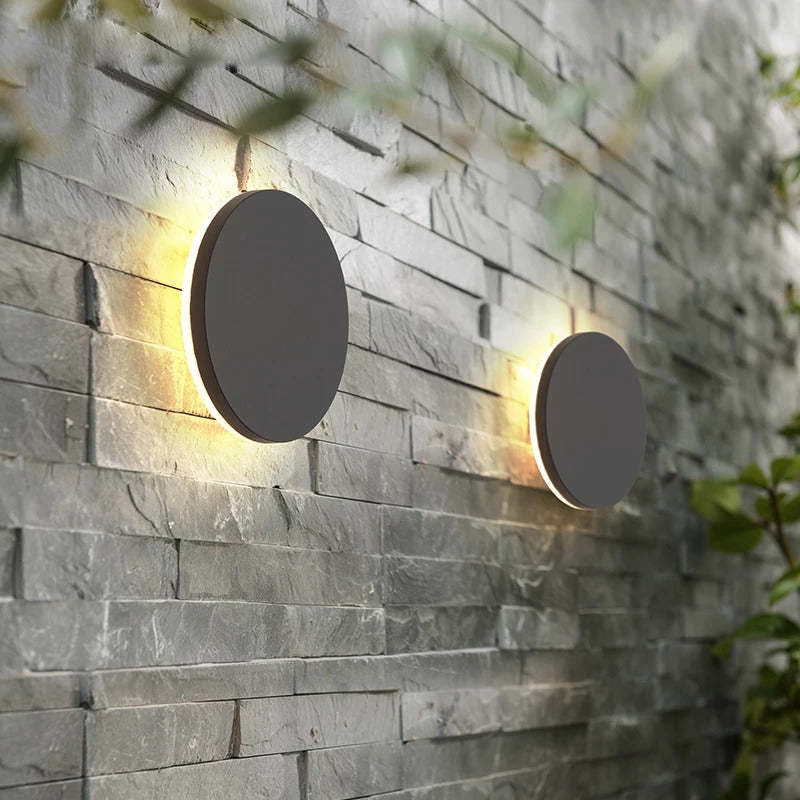 Luminária de Parede Externa LED Dori Minimalista Redonda/Quadrada, Preto/Branco