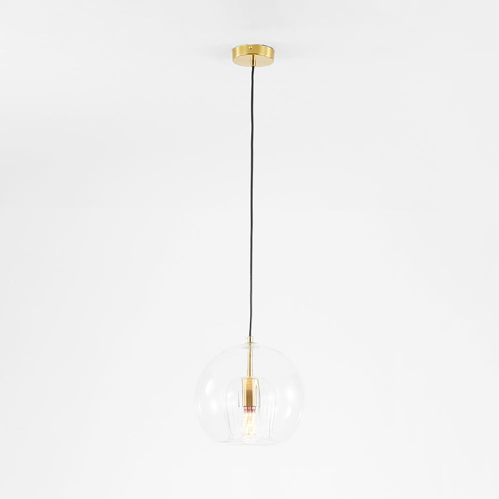Luminária Pendente Althio Globo de Vidro Transparente Âmbar