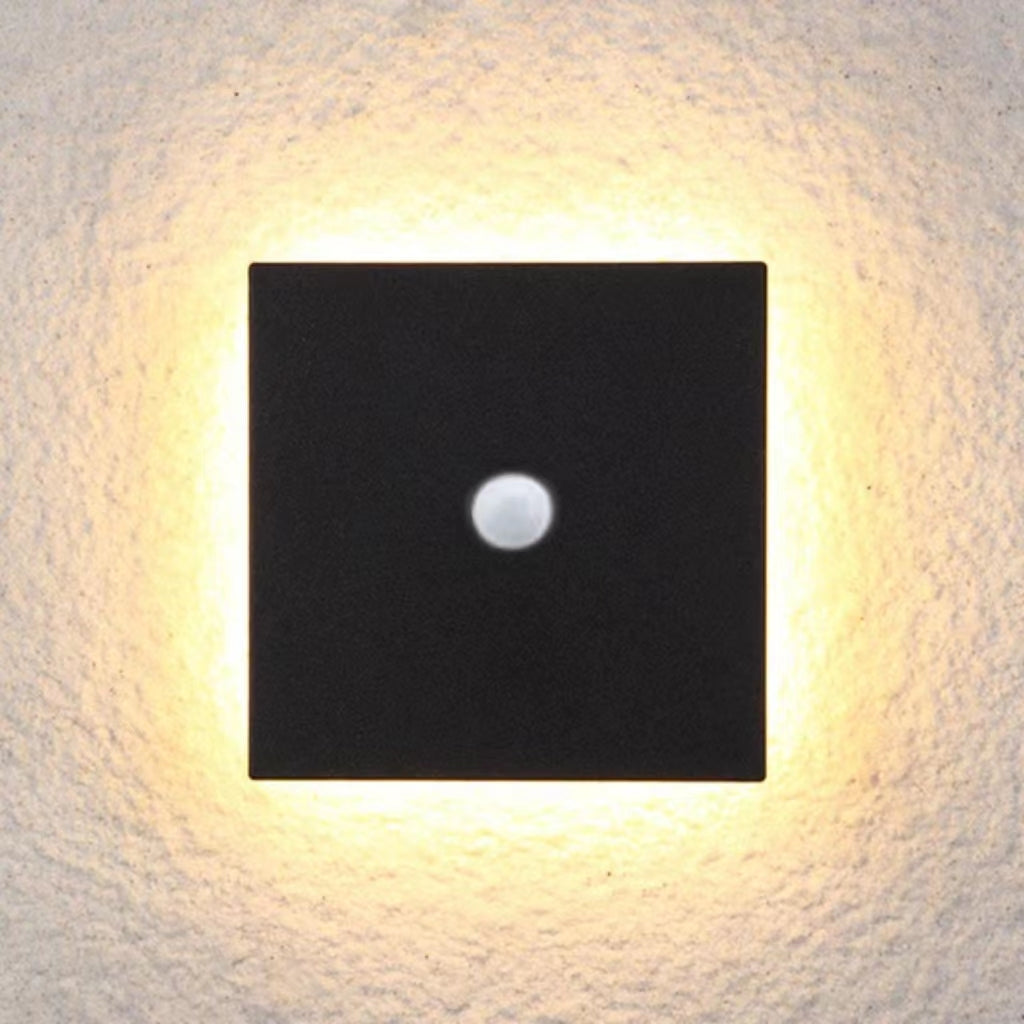 Luminária de Parede Externa LED Dori Minimalista Redonda/Quadrada, Preto/Branco